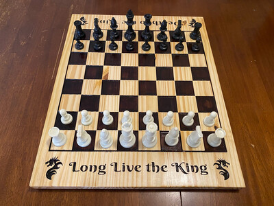‘Wooden Chessboard & Pieces’