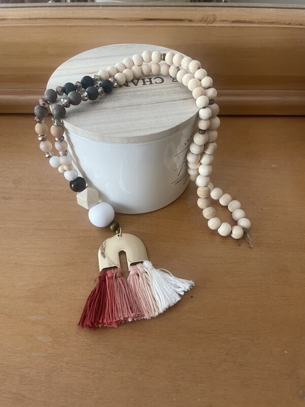 Rainbow Tassel Beaded Necklace