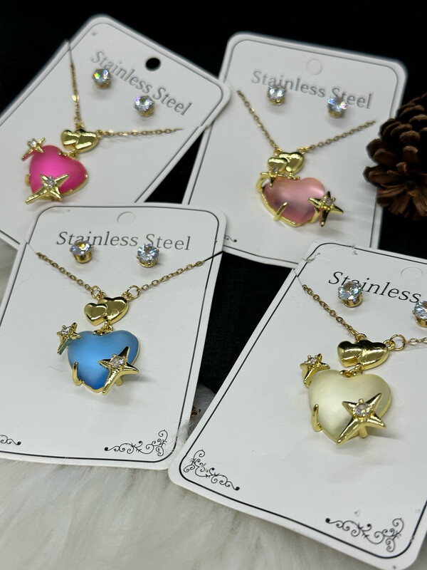 Set de Cadena y Topitos Corazon