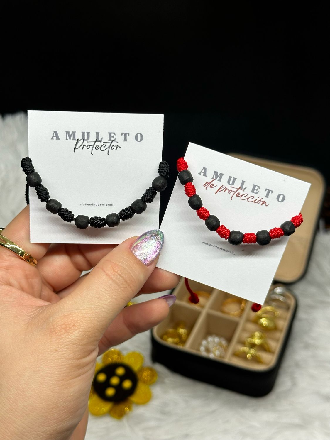 Pulsera Amuleto 7 Nudos y Azabache