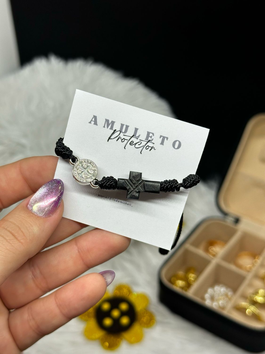 Pulsera Amuleto San Benito Y Azabache