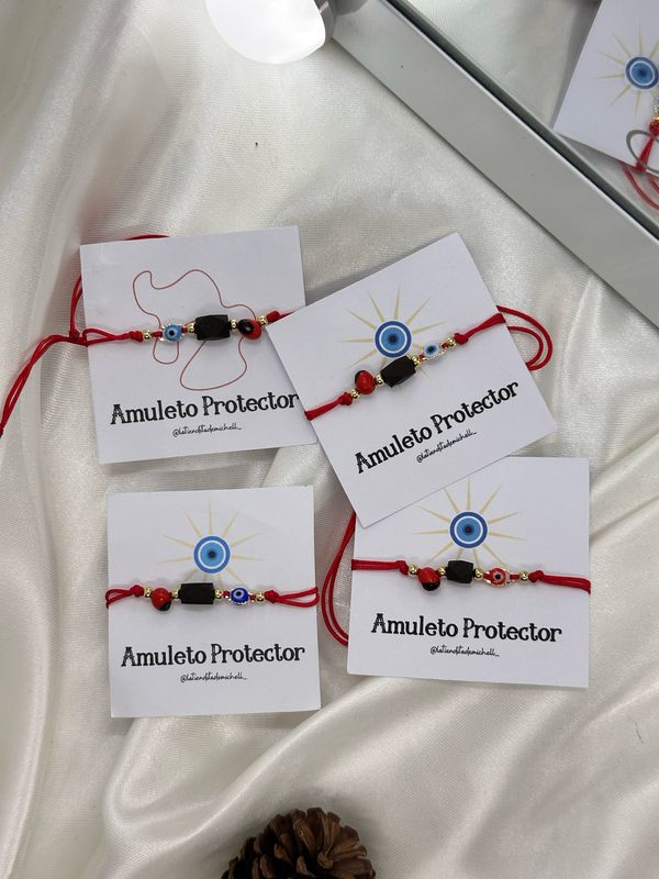 Pulsera Amuleto Azabache, Pionia y Ojo Turco 02