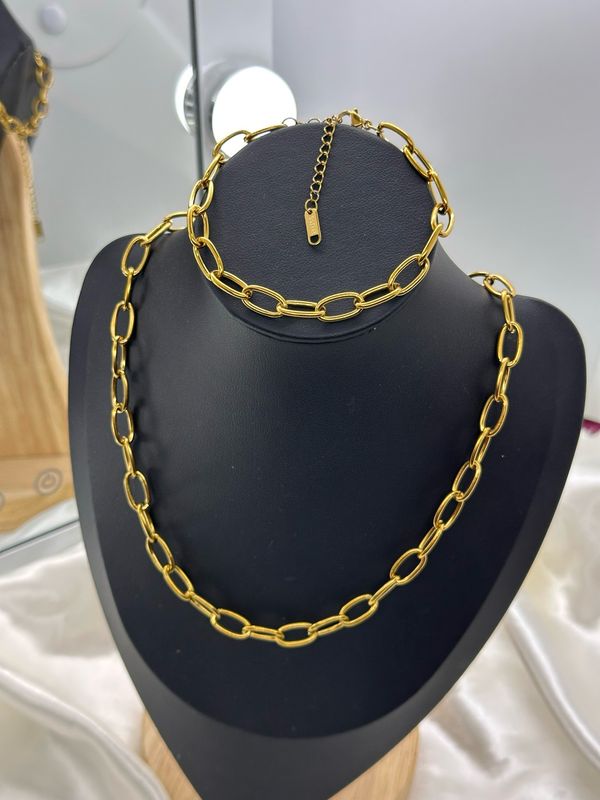Set Cadena y Pulsera Acero Inoxidable