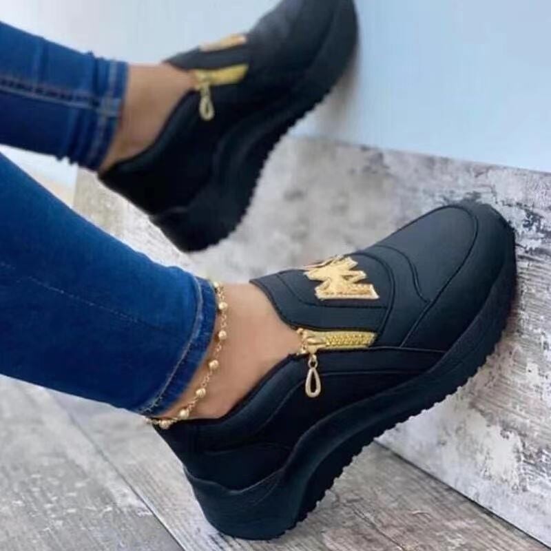 Large Size Foreign Trade 2021 Summer New European And American Casual Sports Zipper M Women&#39;s Single Shoes
