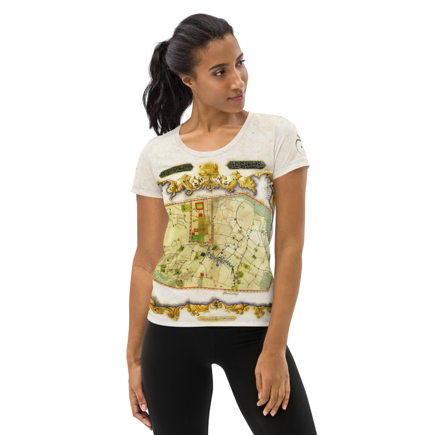 All-Over Print Women&#39;s Athletic T-shirt - Tehran&#39;s Map