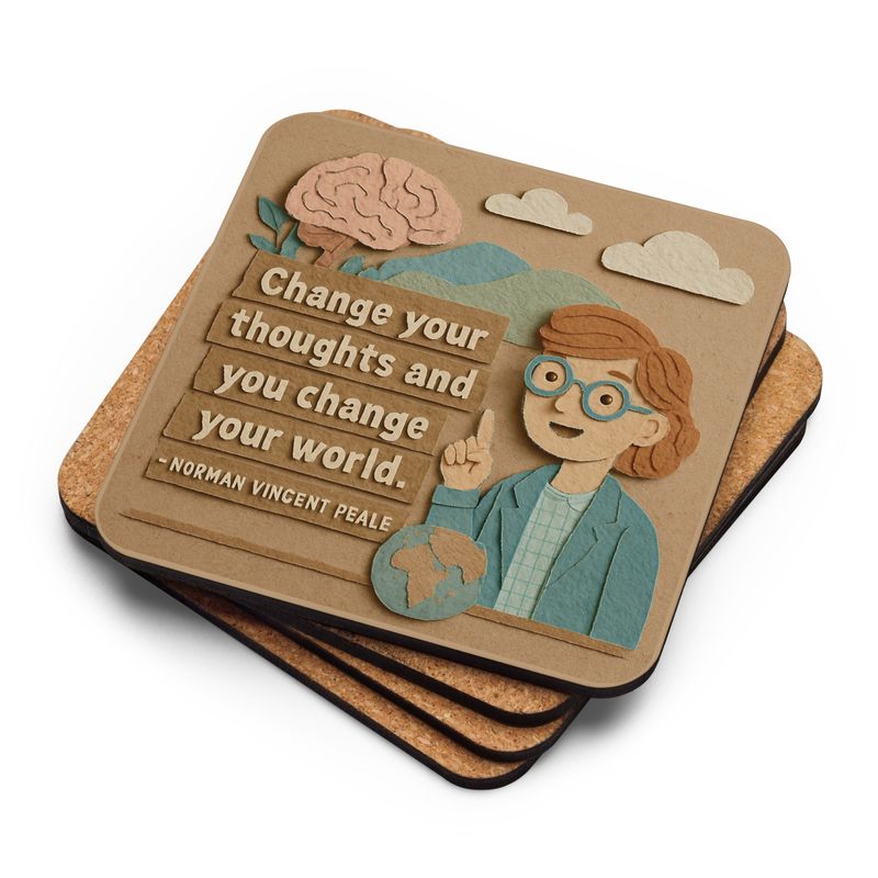 Cork-back coaster - Norman Vincent Peale