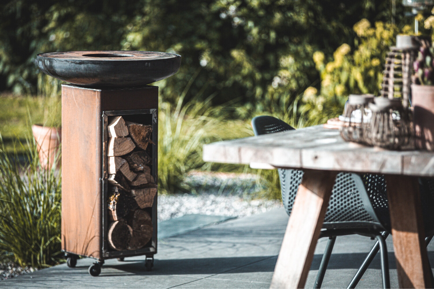 Brasero avec rangement pour bûches 60cm 80cm