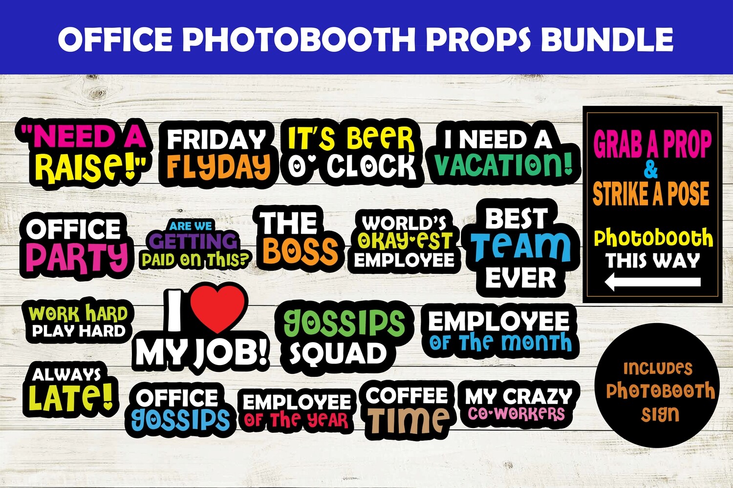 Office Party Photobooth Props Printables, Fun Team Activity - Funny Adult Work Props-INSTANT DOWNLOAD corporate props, booth props, props