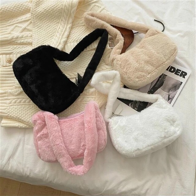 Soft Plush Hobos Shoulder Bags