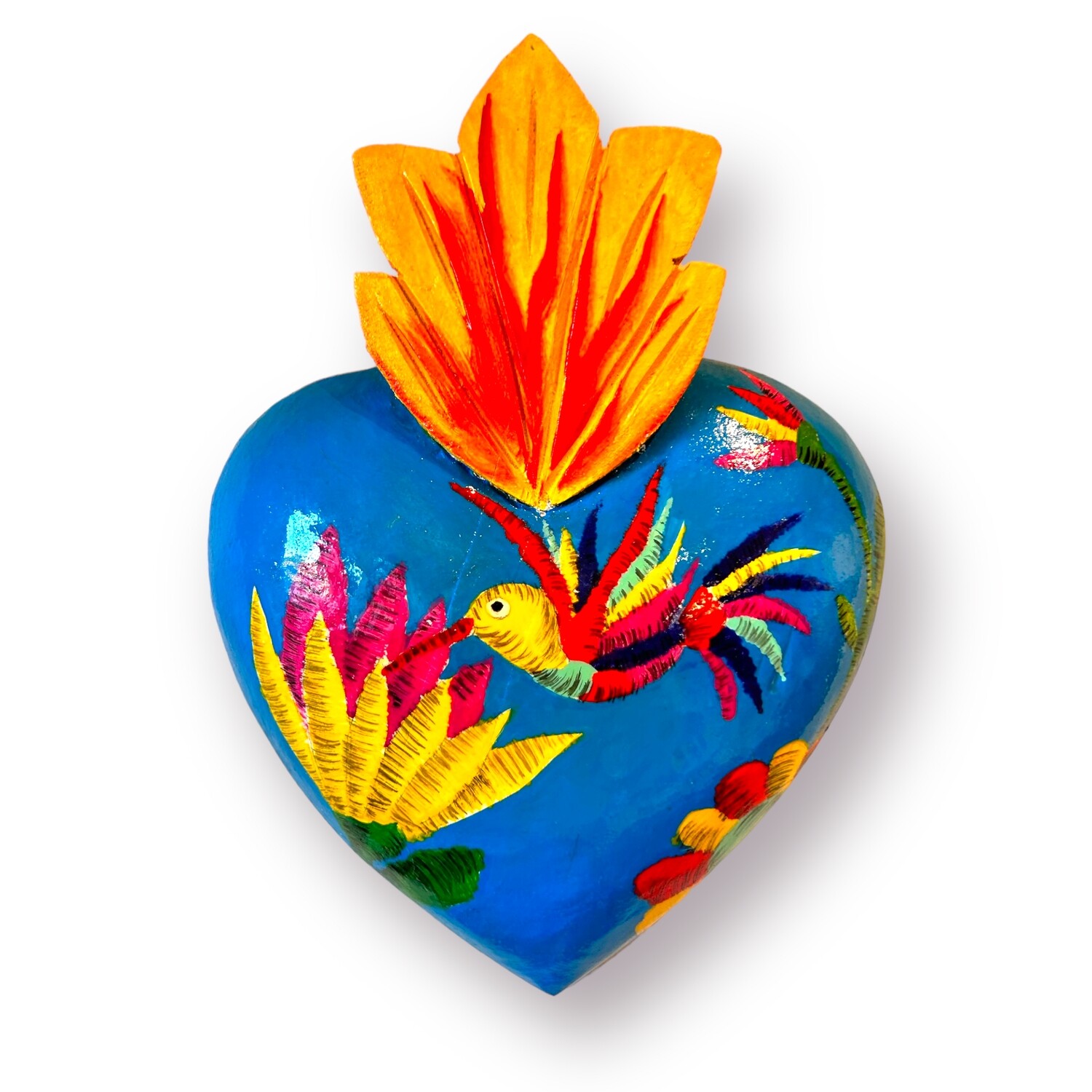 Hand Painted Wooden Heart - Colibri