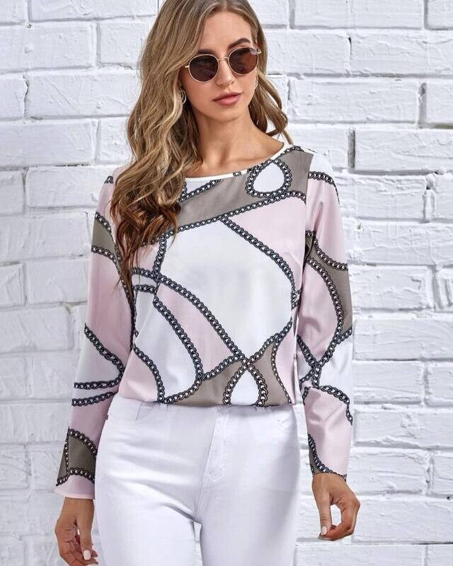 Blusa color combinado estampado Cadena
