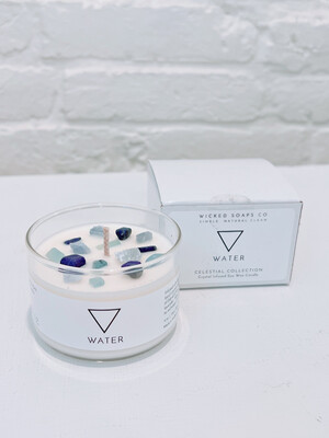 Water - Crystal Infused Soy Wax Candle - Celestial Zodiac Water Signs - Cancer, Scorpio, Pisces