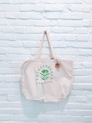 Large Logo Tote - Green - New Thistle & Sage Retail