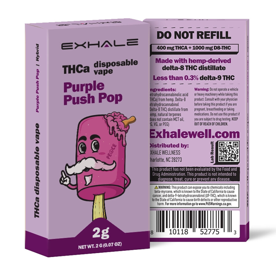 Purple Push Pop (Hybrid)THCA 2g Disposable Wax Pen