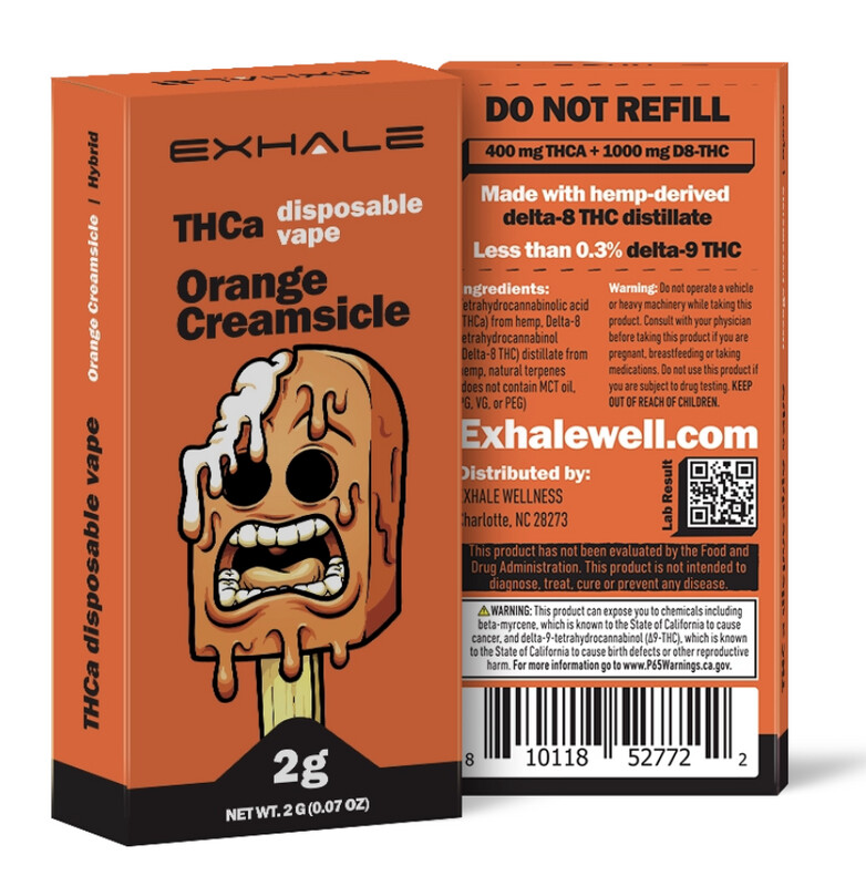 Orange Creamsicle (Hybrid)THCA 2g Disposable Wax Pen
