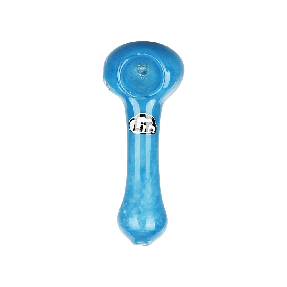 LIT Solid Color Frit Glass Spoon Pipe | 3&quot; | Assorted Colors