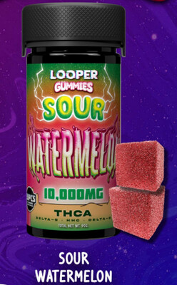 Sour Watermelon-THCA Live Badder 10,000mg Gummies