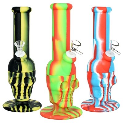 Sinfully Smiling Skull Silicone Water Pipe | 11" | 14mm F