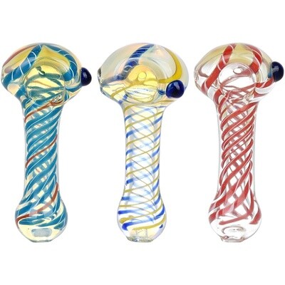 Helix Stripe Swirl Inside Out Glass Spoon Pipe | 2.5"