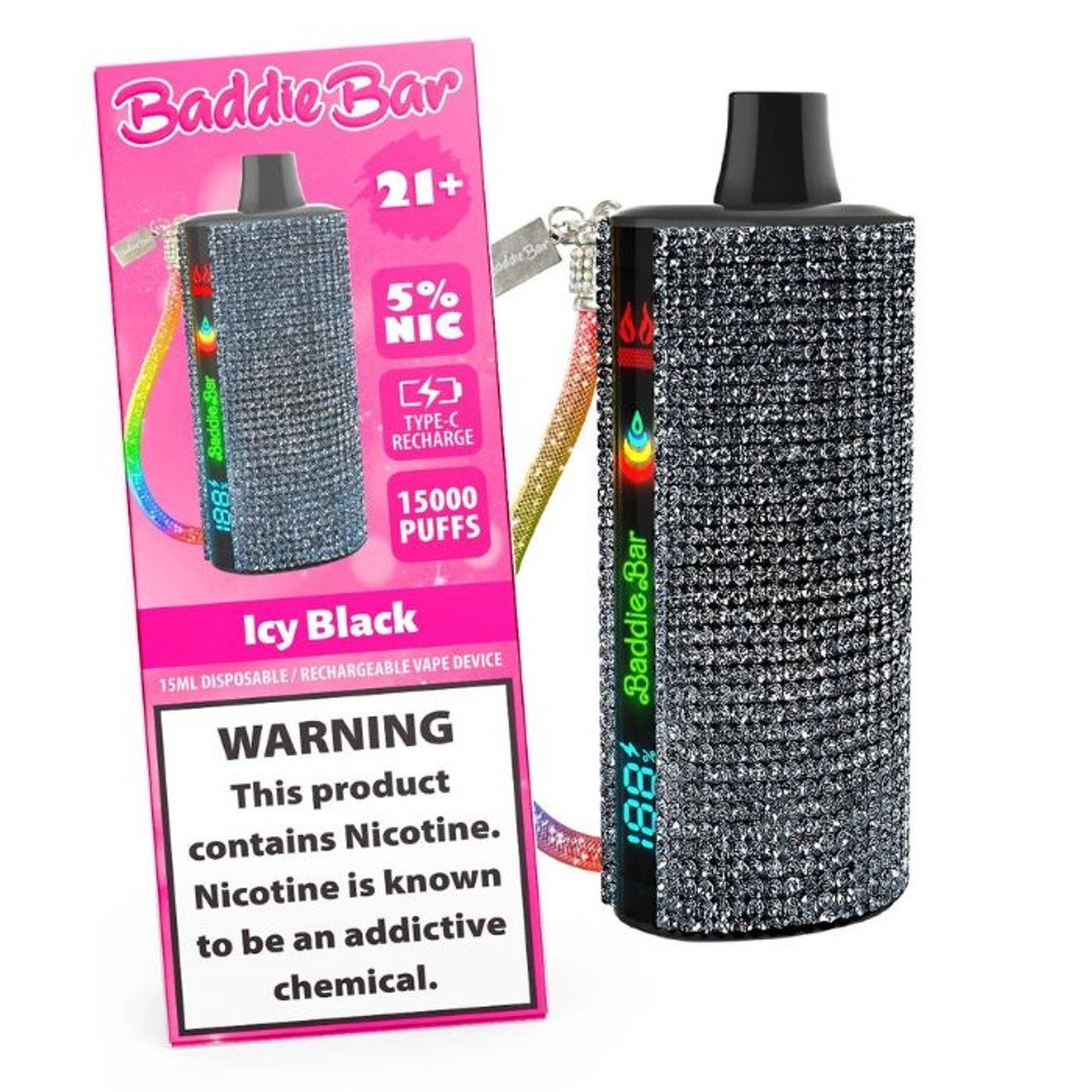Icy Black- Baddie Bar Rechargeable 15000