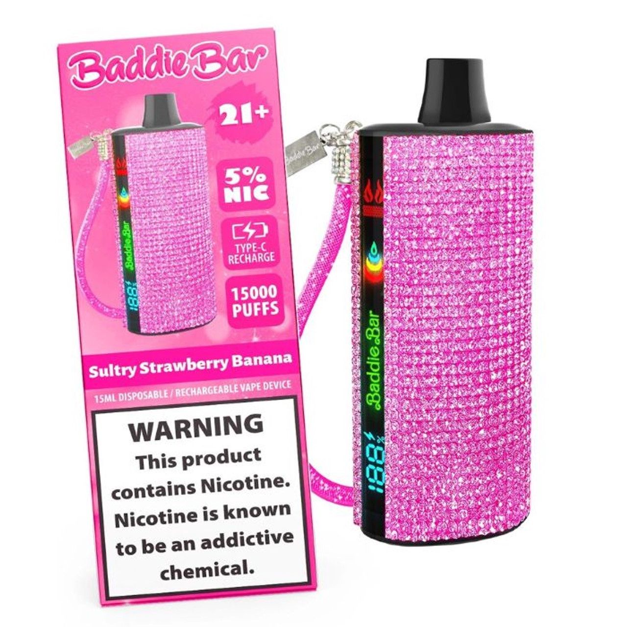 Sultry Strawberry Banana-Baddie Bar Rechargeable 15000
