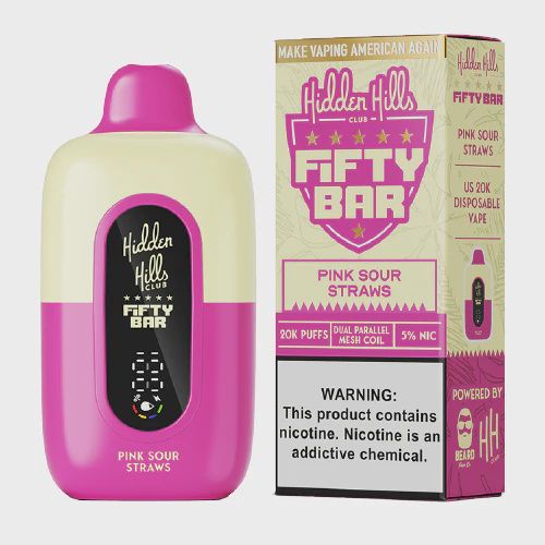 Pink Sour Straws-Hidden Hills x Fifty Bar 20000 Rechargeable