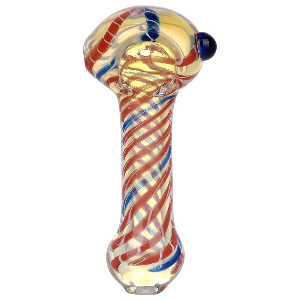 Helix Stripe Swirl Inside Out Glass Spoon Pipe | 3.5&quot;