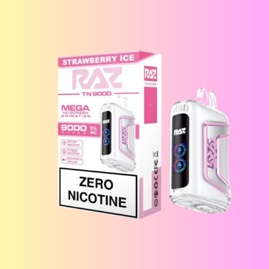Strawberry Ice-Raz Rechargeable 9000 Zero Nicotine