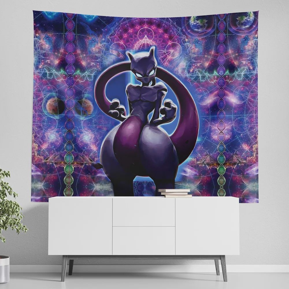 Trippy Cosmic Mew Two Pokemon Tapestry 80inx90in XXL
