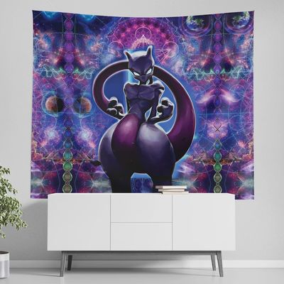 Trippy Cosmic Mew Two Pokemon Tapestry 80inx90in XXL