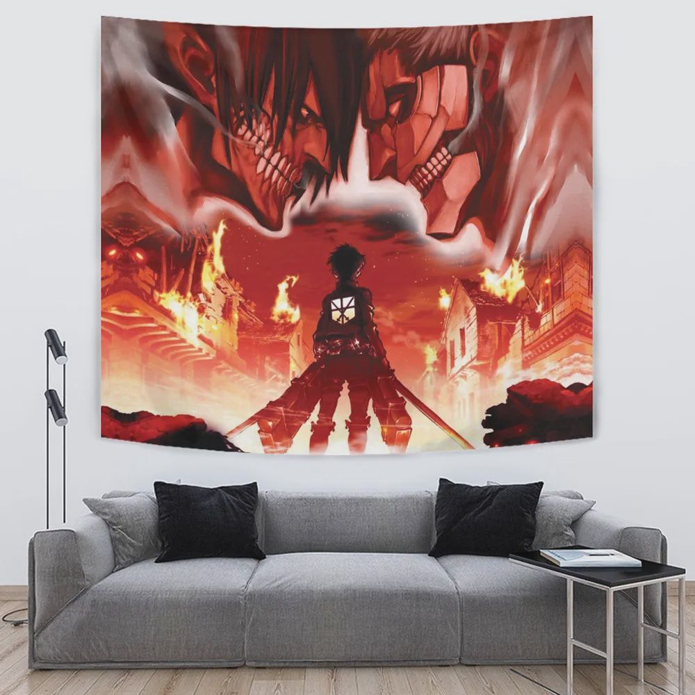 Burning Attack On Titan Tapestry 80inx90in XXL
