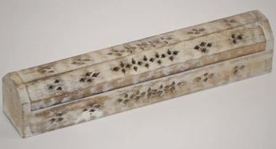 Wooden Coffin-Style Incense Burner (White)