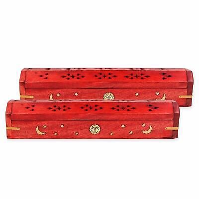Wooden Coffin-Style Incense Burner (Red)