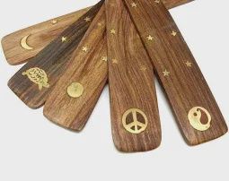 10&quot; Brass Inlay Wooden Incense Tray