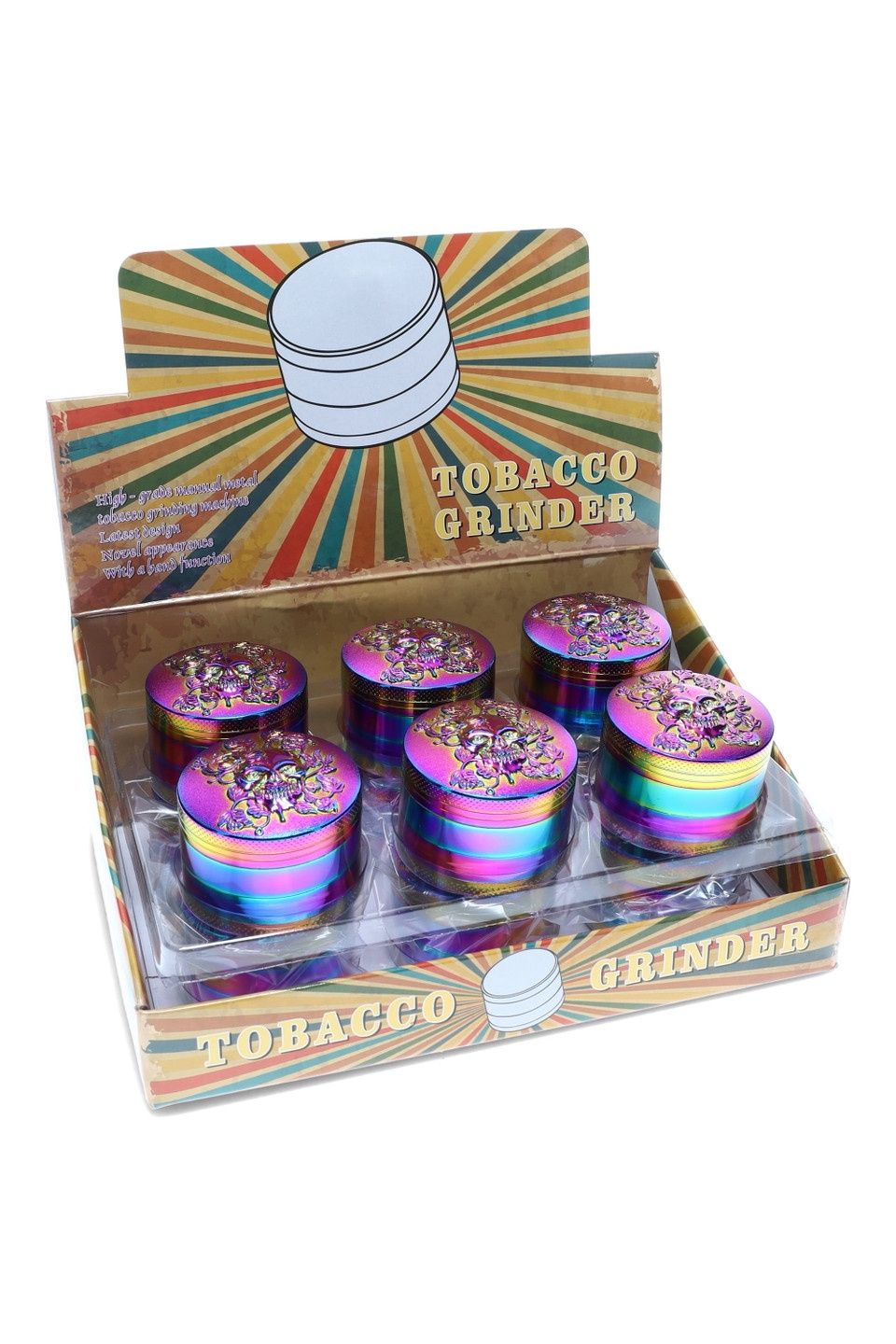 Zink Alloy 52mm - 4 Part Rainbow Skull Grinder