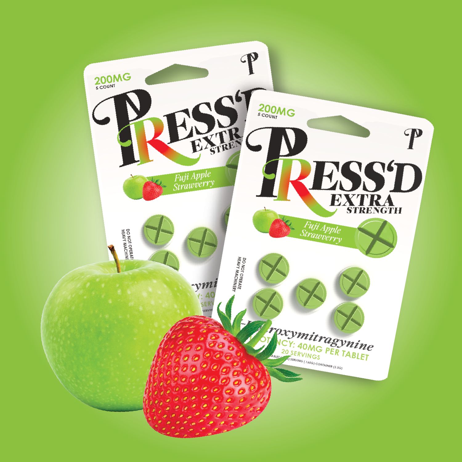 Press&#39;d 7 -Hydroxy 40mg Tablets Extra Strength (Strawberry)