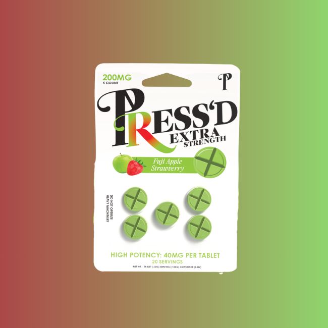 Press'd - 200mg Total Extra Strength 5 Count Tablets (Fuji Apple Strawberry)