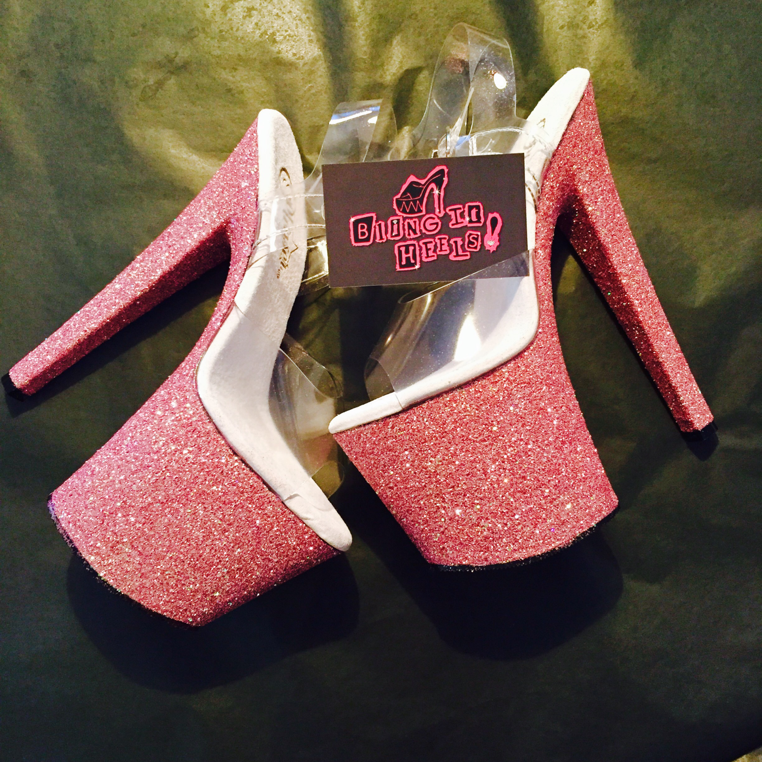 pink bling heels