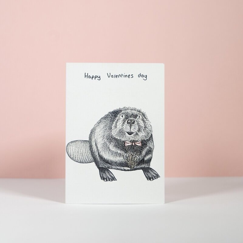 Bertie the Beaver Valentines Day Card