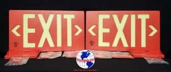 AG-168-RD-102 Photoluminescent Exit Sign Double Sided 100 Feet Visibility