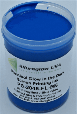 PS-2045-FL-BB-FV  PLASTISOL FLUORESCENT BLUE DAYTIME BLUE GLOW IN THE DARK SCREEN PRINTING INK 5 GALLONS