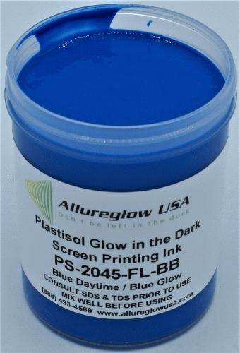 PS-2045-FL-BB-GL  PLASTISOL FLUORESCENT BLUE DAYTIME GLOW IN THE DARK SCREEN PRINTING INK GALLON