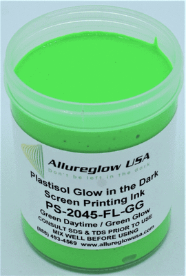 PS-2045-FL-GG-GL  PLASTISOL FLUORESCENT GREEN DAYTIME GREEN GLOW IN THE DARK SCREEN PRINTING INK GALLON