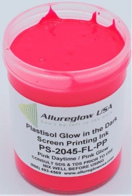 PS-2045-FL-PP-FV  PLASTISOL FLUORESCENT PINK DAYTIME PINK GLOW IN THE DARK SCREEN PRINTING INK 5 GALLON