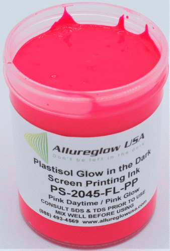PS-2045-FL-PP-GL PLASTISOL FLUORESCENT PINK DAYTIME PINK GLOW IN THE DARK SCREEN PRINTING INK 1 GALLON