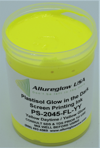 PS-2045-FL-YY-GL  PLASTISOL YELLOW DAYTIME YELLOW GLOW IN THE DARK SCREEN PRINTING INK GALLON