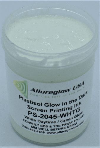 PS-2045-WHTG-FV  PLASTISOL WHITE DAYTIME GREEN GLOW IN THE DARK SCREEN PRINTING INK 5 GALLON