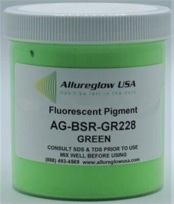 AG-BSR-GR228-50 GREEN FLUORESCENT or BLACKLIGHT PIGMENTS 50 GRAMS