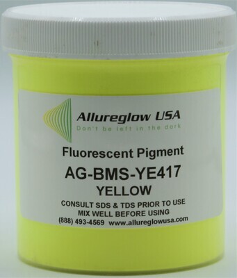 AG-BMS-YE417-50 YELLOW FLUORESCENT or BLACKLIGHT PIGMENTS - 50 GRAMS