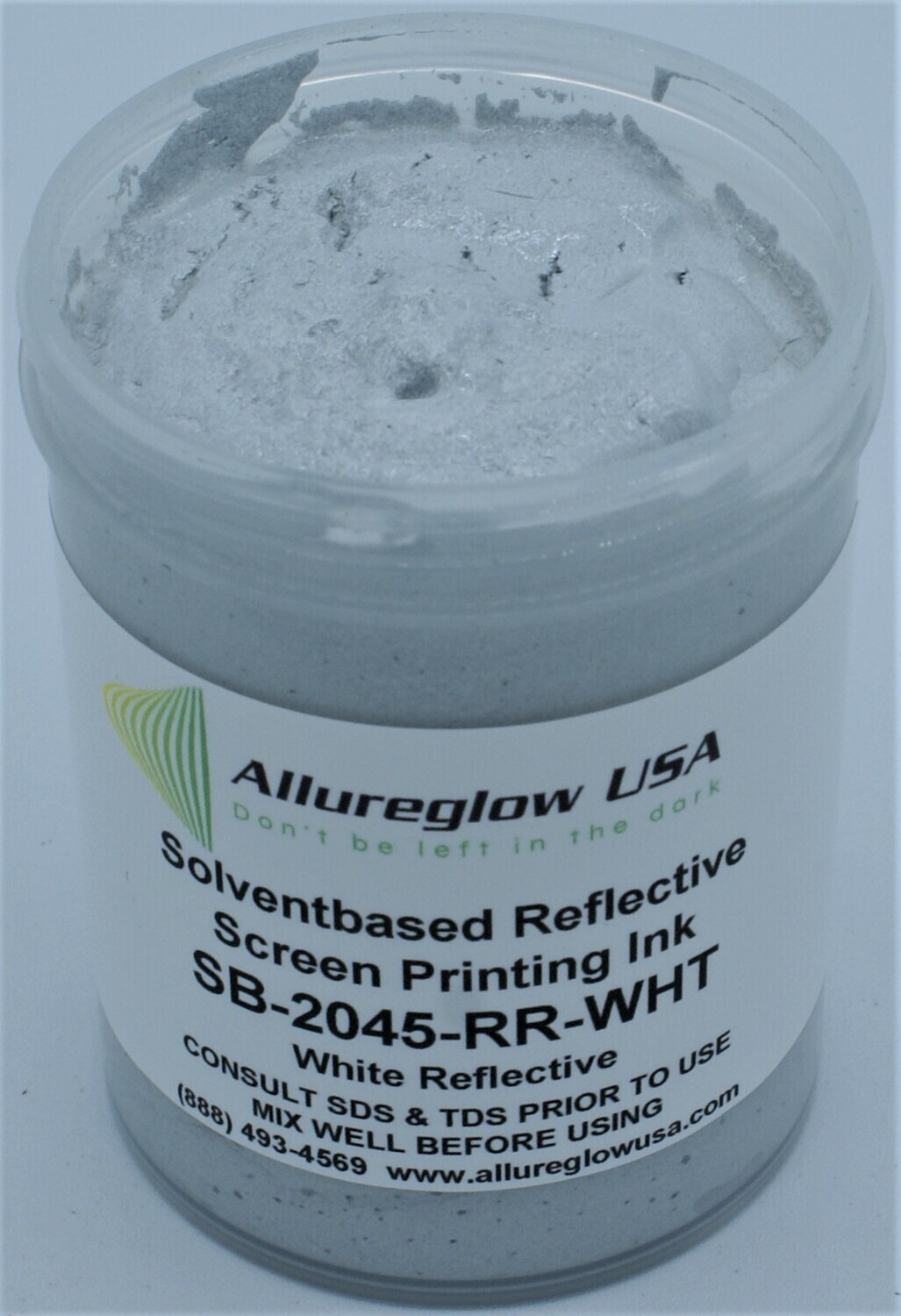 SB-2045-RR-WHT-8OZ   SOLVENT BASED WHITE REFLECTIVE SCREEN PRINTING INK - 8OZ